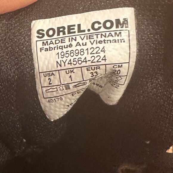 Sorel Youth Out N About Classic waterproof boot camel brown black colorway sz 2 - Picture 7 of 7